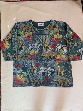 Unique Marcy 'n Me 3/4 Sleeve Safari Animal Tee - Multicolor